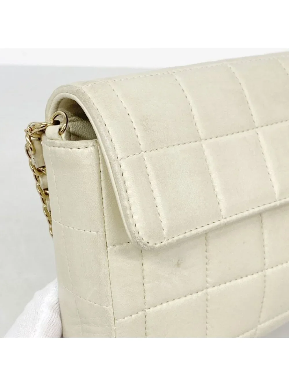 Chanel Shoulder Bag Choco Bar Lambskin Beige Gold